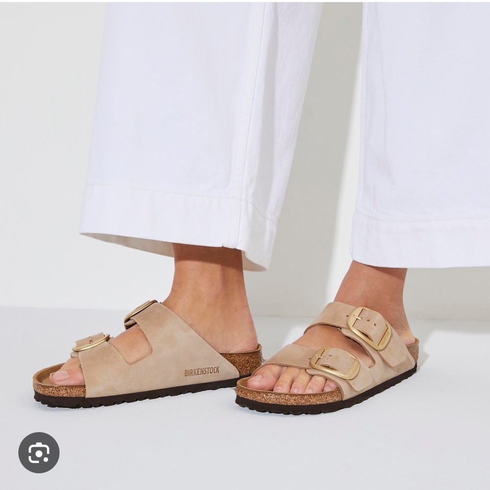 Birkenstock Arizona Big Buckle nubuck sandcastle sandals 39=8